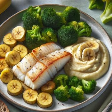 Cabillaud aux Brocolis et Purée de Banane