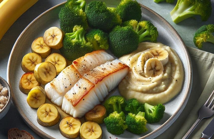 Cabillaud aux Brocolis et Purée de Banane