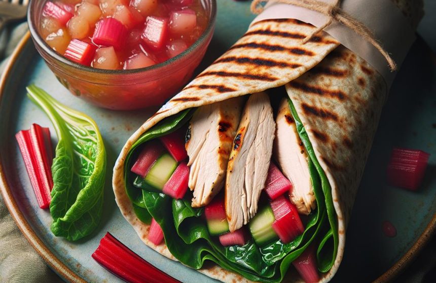 Wrap Salade Poulet Grillé et Compote de Rhubarbe