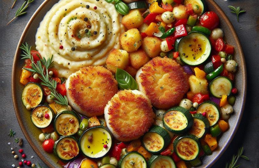 Escalope de Veau Panée avec Ratatouille et Aligot