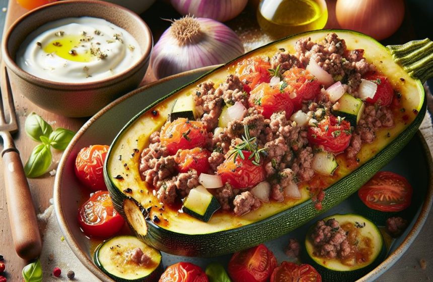 Courgettes Farcies au Veau et Tomates