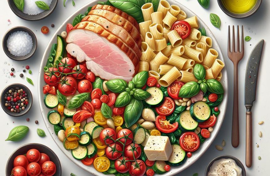 Salade Rigatoni aux Légumes d’Été et Boursin avec Rôti de Porc
