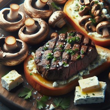 Steak Haché aux Champignons Persillés et Tartines de Chèvre Frais