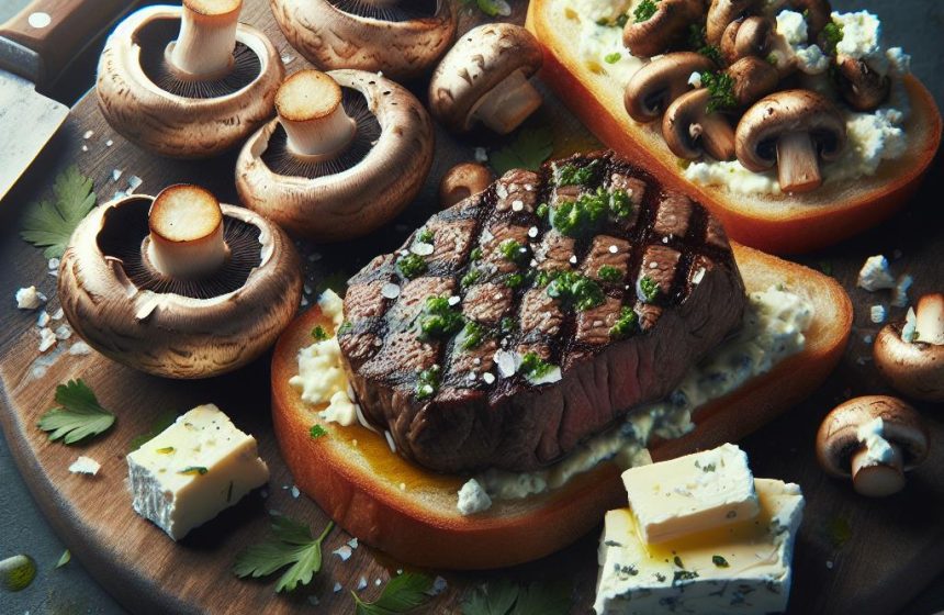 Steak Haché aux Champignons Persillés et Tartines de Chèvre Frais