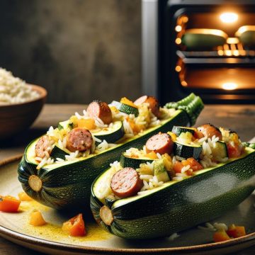 Courgettes Farcies au Riz et Chaire à Saucisse
