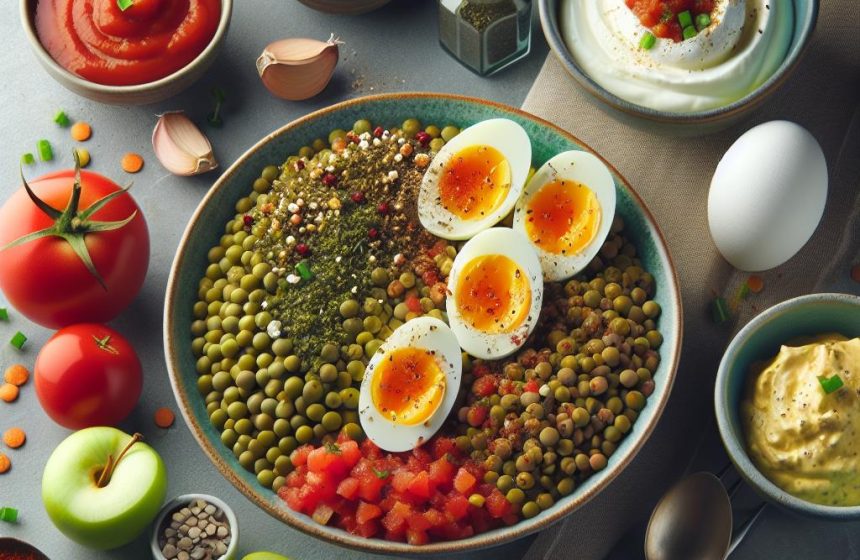 Délice de Lentilles aux Œufs et Tartare d’Ail et Fines Herbes