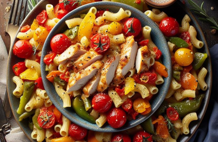Macaroni au Poulet et Légumes Méditerranéens