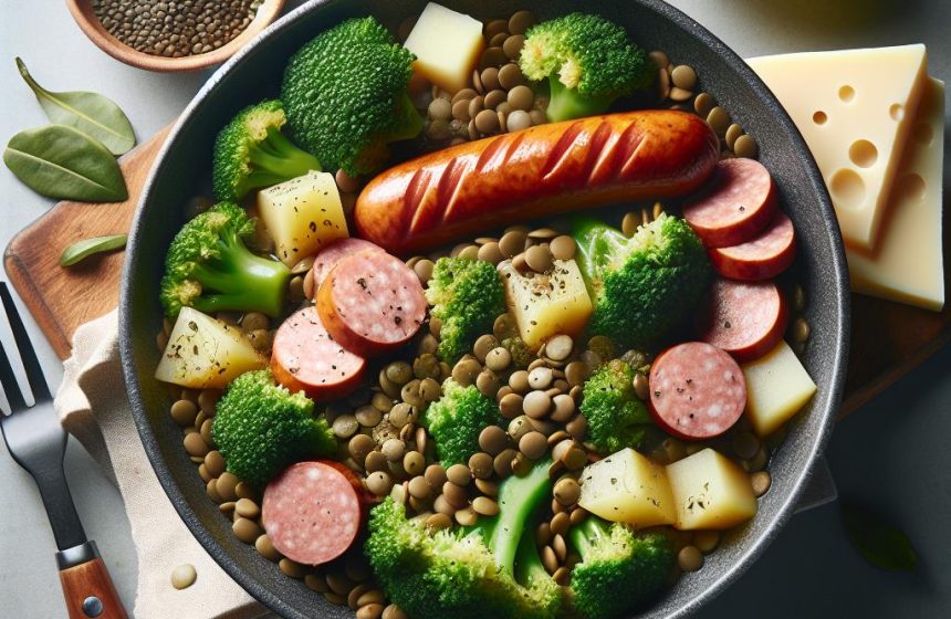 Délice de Lentilles aux Brocolis et Saucisse de Strasbourg