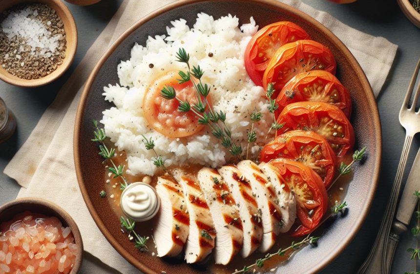 Délice de Poulet à la Tomate Vinaigrette et Riz Parfumé