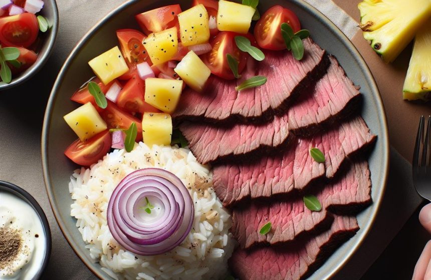 Salade de Rôti de Bœuf et Riz aux Ananas