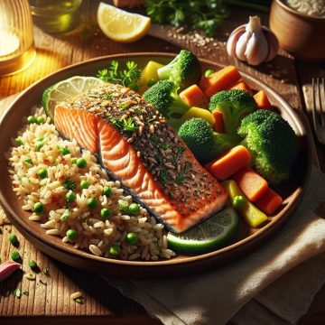 Saumon Savoureux avec Riz et Légumes Colorés