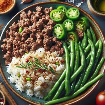 image-3 Délice de Steak Haché, Haricots Verts et Riz