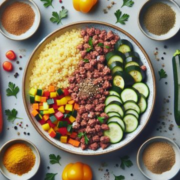 image Délice de Semoule à la Viande Hachée et Légumes Colorés