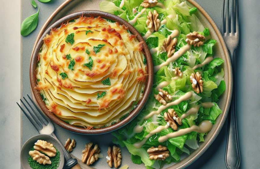 Gratin de Pommes de Terre avec Salade de Mâche