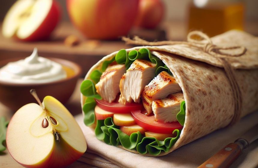 Wrap Maison au Poulet, Feuille de Chêne et Tomate avec Pomme Bicolore