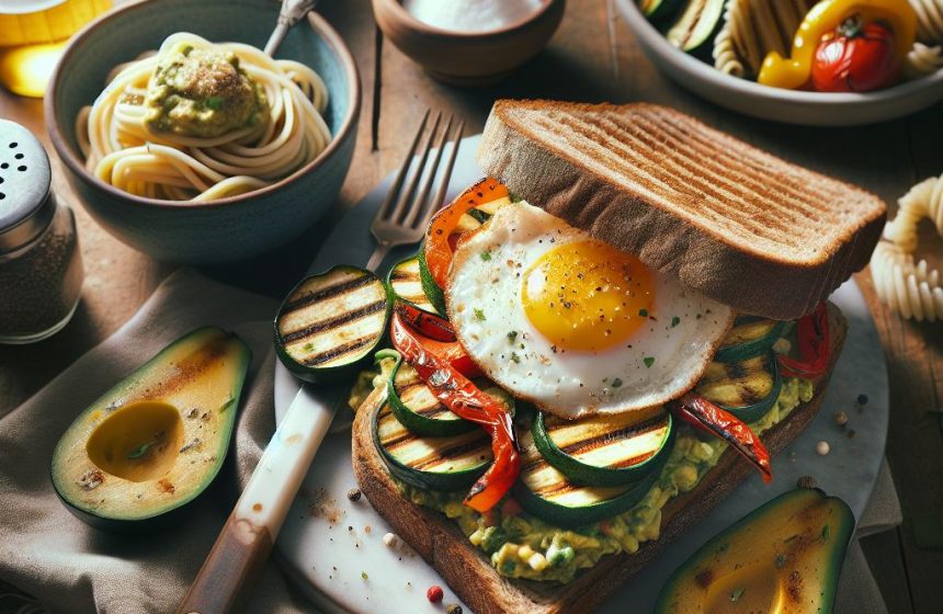 Sandwich Gourmet Œuf et Légumes Grillés