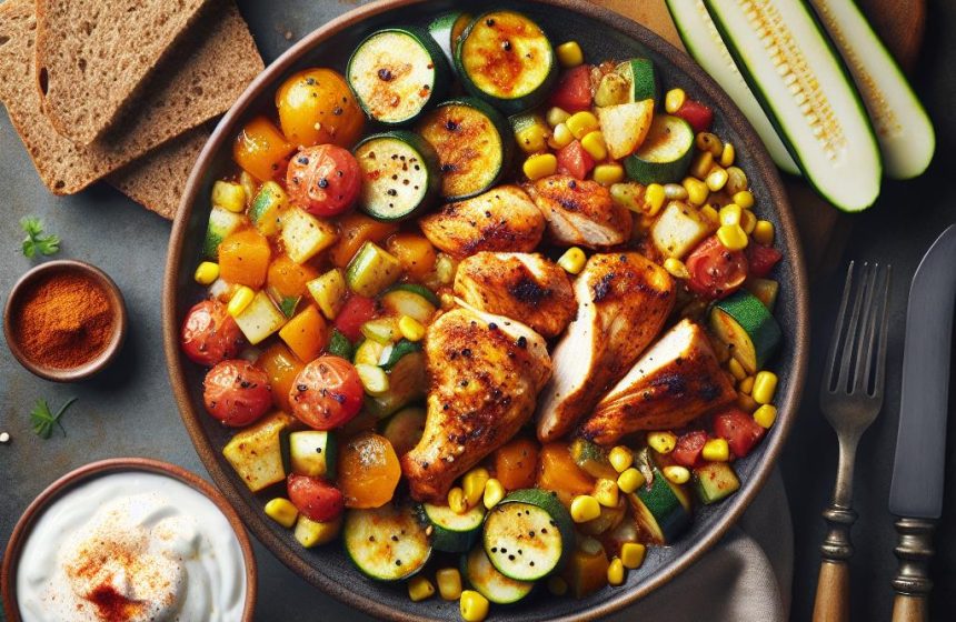 Évasion Culinaires au Poulet Épicé et Légumes