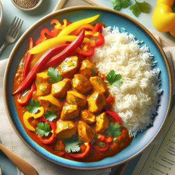 Poulet au Curry avec Riz Basmati et Poivrons