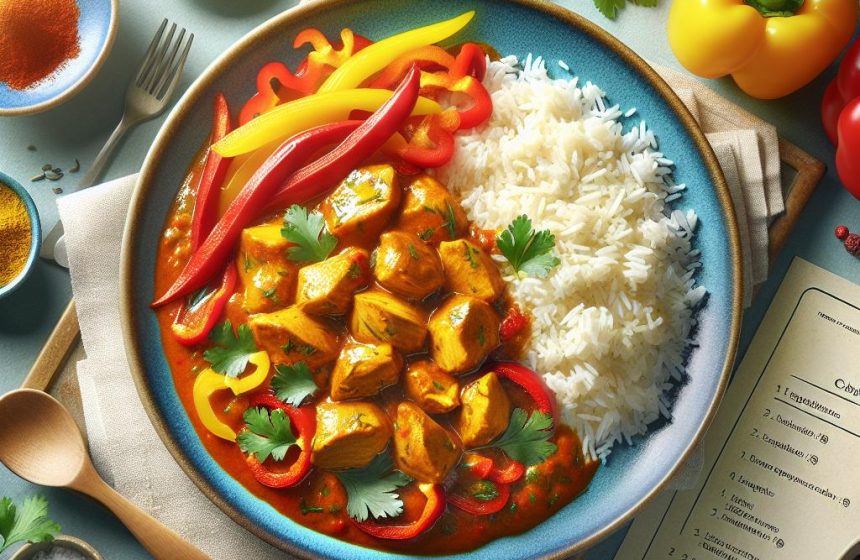 Poulet au Curry avec Riz Basmati et Poivrons
