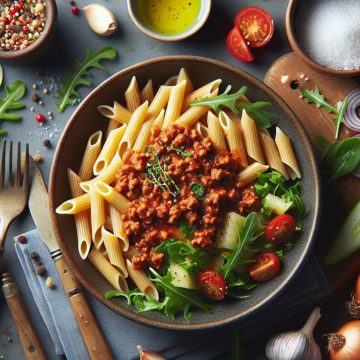 Pâtes à la Bolognaise Maison avec Salade Verte