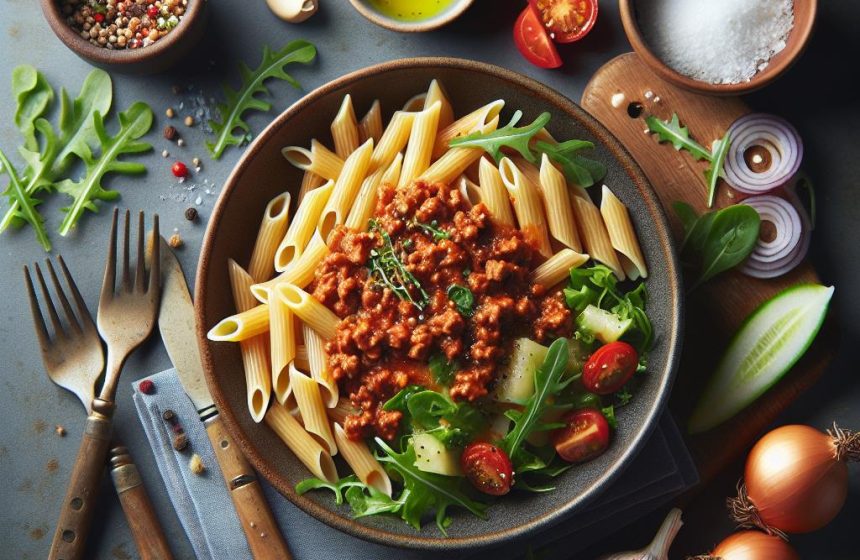 Pâtes à la Bolognaise Maison avec Salade Verte