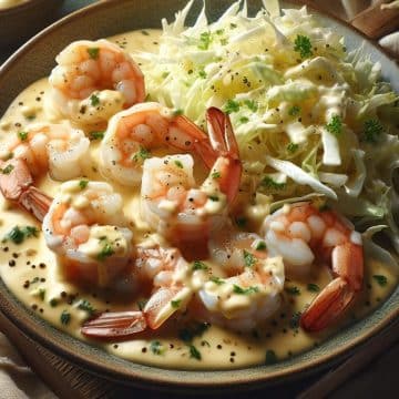 Crevettes à la Sauce Crémeuse avec Salade de Chou