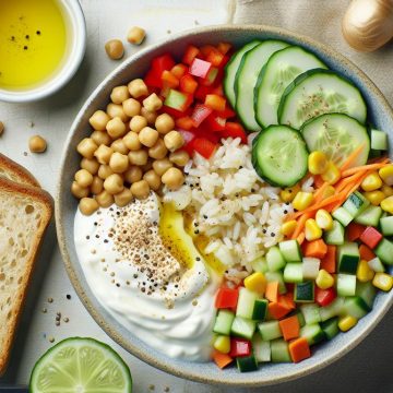 Salade de Riz aux Légumes Variés et Sauce Crémeuse