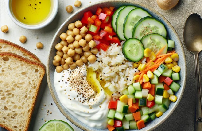 Salade de Riz aux Légumes Variés et Sauce Crémeuse