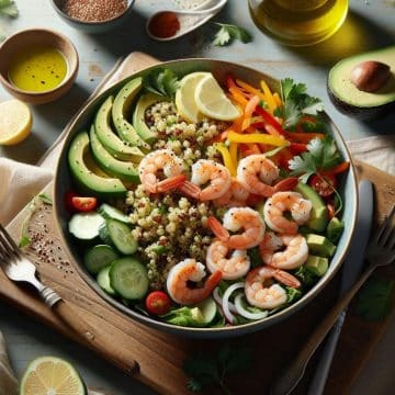 Salade de Crevettes et Quinoa aux Légumes Croquants