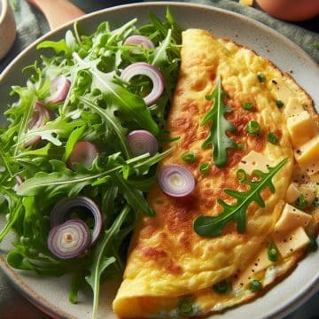 Omelette au Fromage et Salade de Roquette à l&rsquo;Échalote
