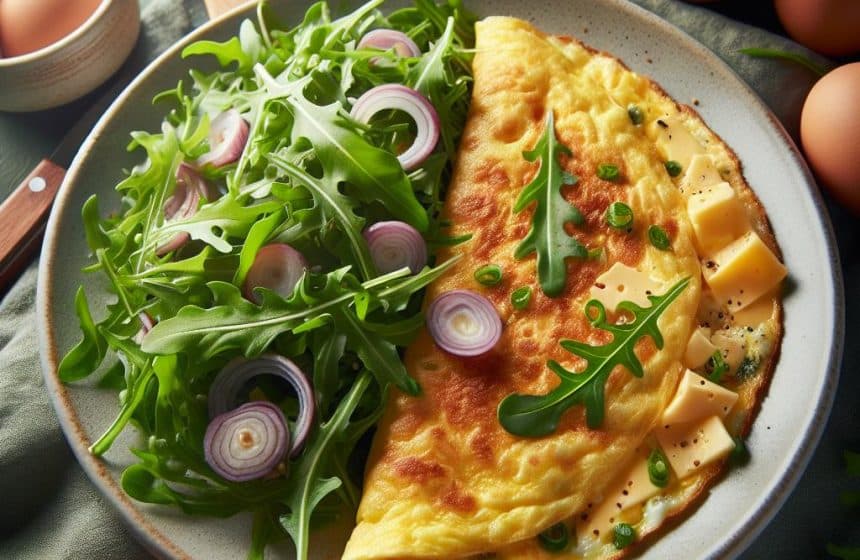 Omelette au Fromage et Salade de Roquette à l&rsquo;Échalote