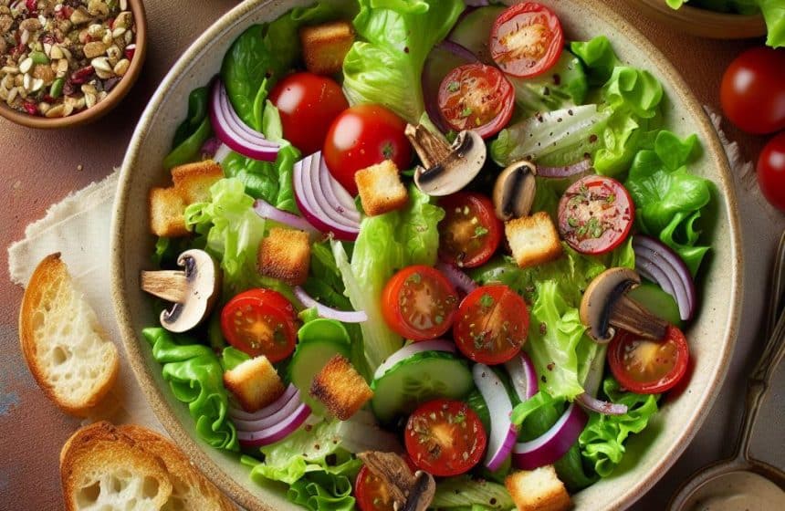 Salade Gourmande aux Légumes Frais et Croûtons